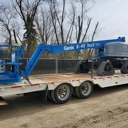 TerBeest boom lift on a transport trailer